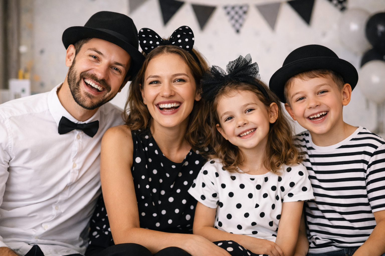 Schwarz Weiß Familie Kostüme